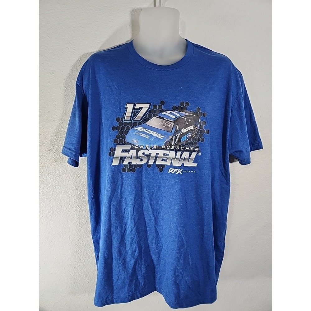 Chris Buescher #17 Fastenal RFK Racing NASCAR Ford Mustang Blue T-shirt Size XXL